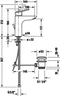 Duravit No.1 Einhebel-Waschtisch- Mischer M mit Zugstange, Chrom HG – Bild 3