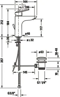 Duravit No.1 Einhebel-Waschtisch- Mischer M mit Zugstange, Chrom HG – Bild 4