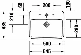 einbau-Waschtisch 550mm Duravit No.1 weiß, mit ÜL, mit HLB – Bild 2