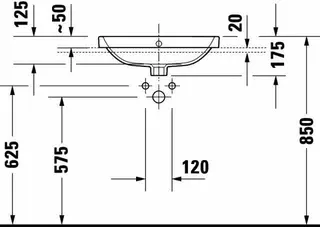 einbau-Waschtisch 550mm Duravit No.1 weiß, mit ÜL, mit HLB – Bild 4