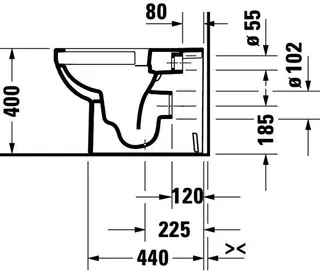 Stand-WC 570 mm, Duravit No.1 weiß, rimless TS,BTW – Bild 5