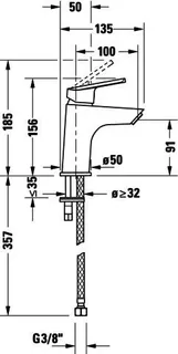 Duravit No.1 Einhebel-Waschtisch- Mischer S ohne Zugstange, Chrom HG – Bild 4