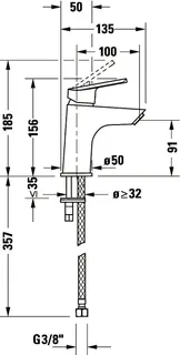 Duravit No.1 Einhebel-Waschtisch- Mischer S ohne Zugstange, Chrom HG – Bild 5