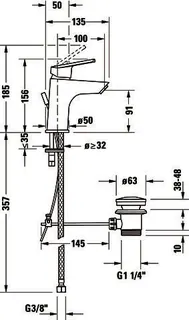 Duravit No.1 Einhebel-Waschtisch-Mischer S mit Zugstange, Chrom HG – Bild 2