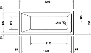 No.1 Whirlwanne Duravit 1700x750mm Einbauversion,1 Rückensch.,Jet P, Weiß – Bild 2