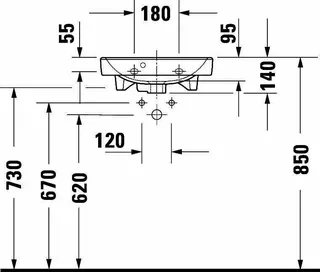 HWB 450mm, Duravit No.1 weiß, mit ÜL, m.HLB – Bild 3