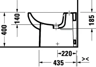 Stand-Bidet 570mm, Duravit No.1 weiß, BTW mit ÜL – Bild 3