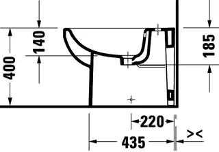 Stand-Bidet 570mm, Duravit No.1 weiß, BTW mit ÜL – Bild 4