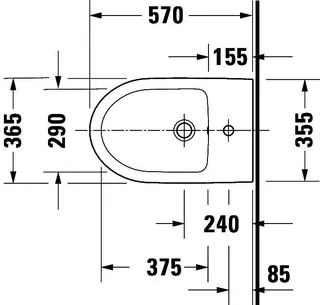 Stand-Bidet 570mm, Duravit No.1 weiß, BTW mit ÜL – Bild 5