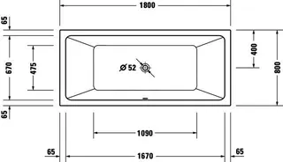 No.1 Whirlwanne Duravit 1800x800mm Einbauversion,2 Rückensch.,Jet P, Weiß – Bild 3
