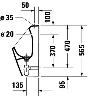 Urinal Duravit No. 1,m.Spüldüse weiß Zulauf von oben – Bild 4