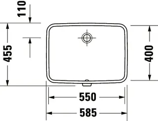 Einbau-Waschtisch 550 mm, Duravit No.1 weiß Eb.v.unten m. ÜLo.HLB – Bild 2