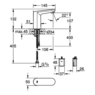 GROHE Waschtisch-IR-Elektronik Eurosmart CE 36330_2 M-Size verd. Mischung 6V chrom – Bild 5