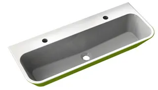 HEWI Doppelwaschtisch/Waschrinne, B:900 mm, T:350mm, 2HL, zweifarbig apfelgrün – Bild 2