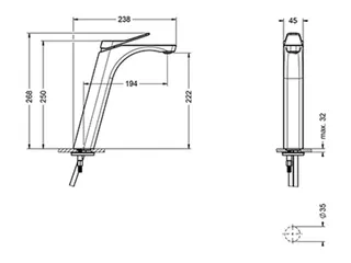 1-Hand Waschtisch Batterie, o. Exz. Höhe 268mm, Serie ELEVEN, GEm – Bild 2