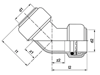 AIPS VSH Tectite 316 Bogen d35 I/I 45Gr VA EPDM – Bild 2