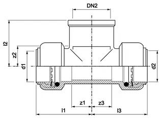 AIPS VSH Tectite Classic T-Stück IG d22xRp3/4 (DN20)x22 I/I/I MS EPDM – Bild 2
