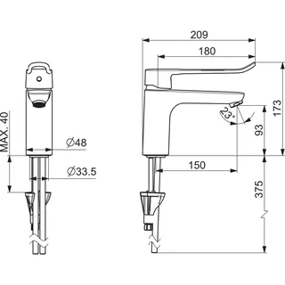 EHM Waschtisch-Batt. HANSACLINICA 4523 CU-Rohr Bügelh. Bed.he. lang Ausld. 150 – Bild 3