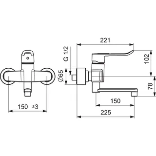 EHM Waschtisch-Batt. HANSACLINICA 0151 Bügelh. Bed.he. lang Ausld. 227 mm DN15 – Bild 3
