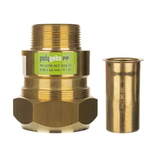 polygebo Messing-KLV Serie 330 (PP) 50x4,6/5,6/6,9/8,3mm-1 1/2'',PP-R/PP-RCT