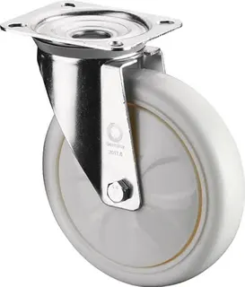 Lenkrolle D.100mm Trgf.300kg Ku.Platte L138xB110mm Farbe Rl.weiß BS ROLLEN