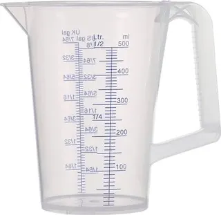 Messbecher 0,5l blau bedruckte Skala PP PRESSOL