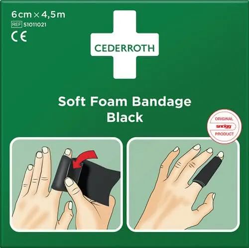 Soft Foam Bandage selbsthaftend elastisc h,schwarz Rl.6cmx4,5m CEDERROTH