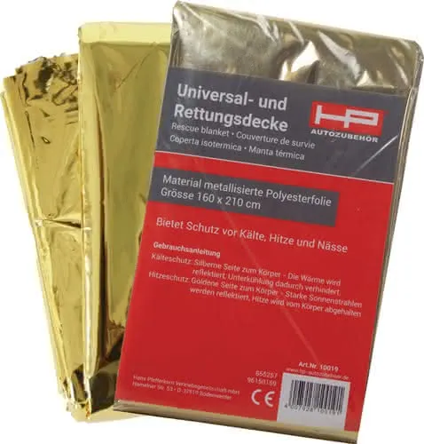 Rettungsdecke DIN 13164 L2100xB1600xH0,2 ca.mm Faltmaß ca.144x80x20mm