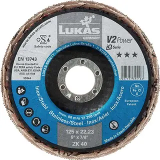 Fächerscheibe V2 POWER ZK D.125mm K.40 fl.STA ZK LUKAS