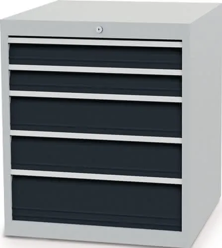 Schubladenschrank H819xB705xT736mm licht grau/anthrazitgrau 5 Schubl.Vollauszug