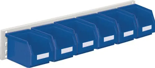 Sichtlagerkastenset H140xB920xT250mm Stahlblech/Polyethylen Ku.blau 6xGr.6