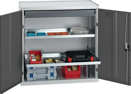 Werkzeug-/Beistellschrank H1000xB1000xT5 00mm 1Schubl.2BD grau/anthrazitgrau