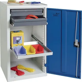 Werkzeug-/Beistellschrank H1000xB500xT50 0mm 2Schubladen,1 BD grau/blau STUMPF