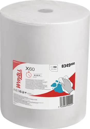 Wischtuch Wypall X60 8349 L380xB420ca.mm weiß 1-lagig 650 Tü./Rl.WYPALL