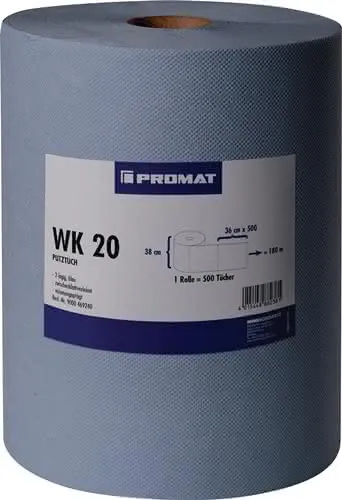 Putztuch WK 20 L380xB360ca.mm blau 2-lag ig,volumengeprägt PROMAT