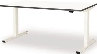 Schreibtisch levero H650-1250xB1600xT800 mm signalweiß,RAL9003/weiß elektr.MAUSER