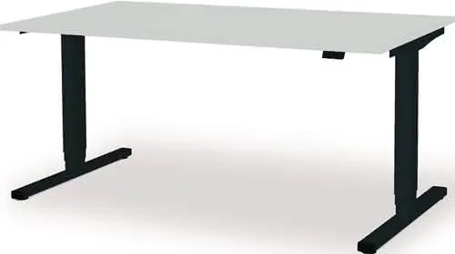 Schreibtisch levero H650-1250xB1600xT800 mm anthrazitgrau/lichtgrau elektr.MAUSER