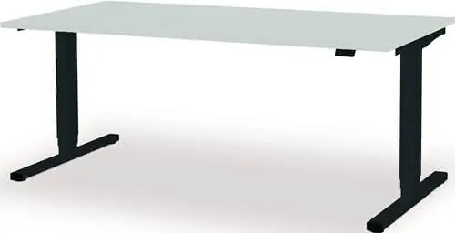 Schreibtisch levero H650-1250xB1800xT800 mm anthrazitgrau/lichtgrau elektr.MAUSER