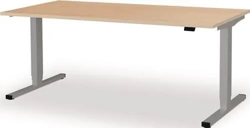 Schreibtisch levero H650-1250xB1800xT800 mm weißaluminium/Ahorn elektr.MAUSER