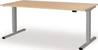 Schreibtisch levero H650-1250xB1800xT800 mm weißaluminium/Ahorn elektr.MAUSER