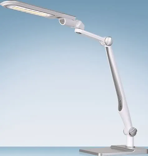 Schreibtischleuchte LED Multiflex weiß/s ilber H.600mm m.Standfuß u.Klemme STYRO