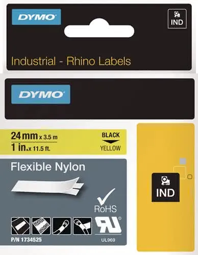 Schriftband Band-B.24mm Band-L.3,5m flex ibles Nylonband schwarz auf gelb DYMO