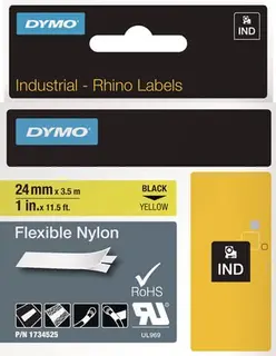 Schriftband Band-B.24mm Band-L.3,5m flex ibles Nylonband schwarz auf gelb DYMO