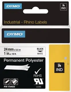Schriftband Band-B.24mm Band-L.5,5m perm anentes Polyester-Band schwarz auf weiß