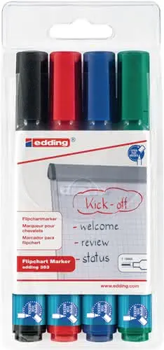 Flipchartmarker 383 schwarz/rot/blau/grü n Strich-B.1-5mm Keilspitze EDDING