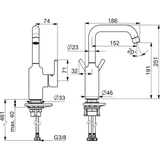 EHM Waschtisch-Batt. HANSAVANTIS 5255 Ausld. 152 mm chr – Bild 2