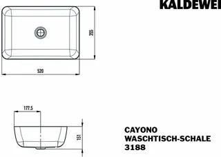 Kaldewei WB CAYONO Waschtisch-Schale Mod.3188, 520x355mm,alpinweiß,ohne Überlauf – Bild 3