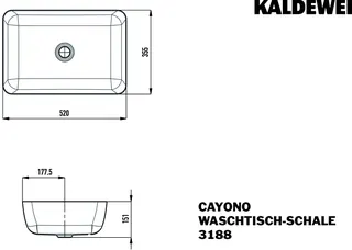 Kaldewei WB CAYONO Waschtisch-Schale Mod.3188, 520x355mm,alpinweiß,Perl-Effekt,oÜL – Bild 3