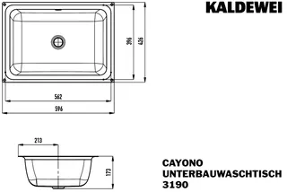 Kaldewei WB CAYONO Unterbauwaschtisch Mod.3190 ,596x426mm,alpinweiß,PEFF,AD,mÜL,chr – Bild 3