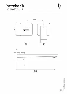 CEO BLACK Waschtisch-Wandbatterie Farbset 240mm 2 Blenden Schwarz matt – Bild 2
